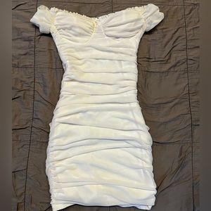 Small White Ruched Bodycon Dress